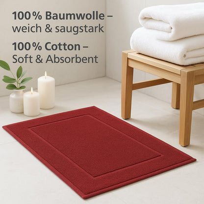 2er-Set Badematten, 50x70 cm, 2x Badvorleger Dunkelrot