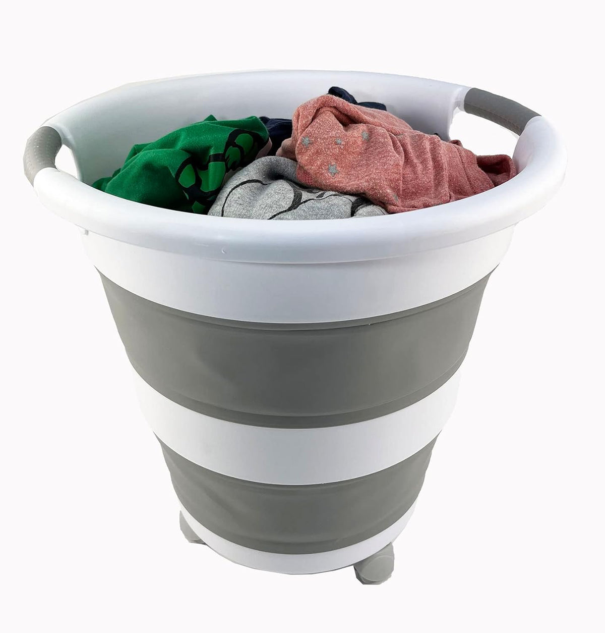 Faltbares Wäschekorb-Set mit Rädern, Grau (2er-set)