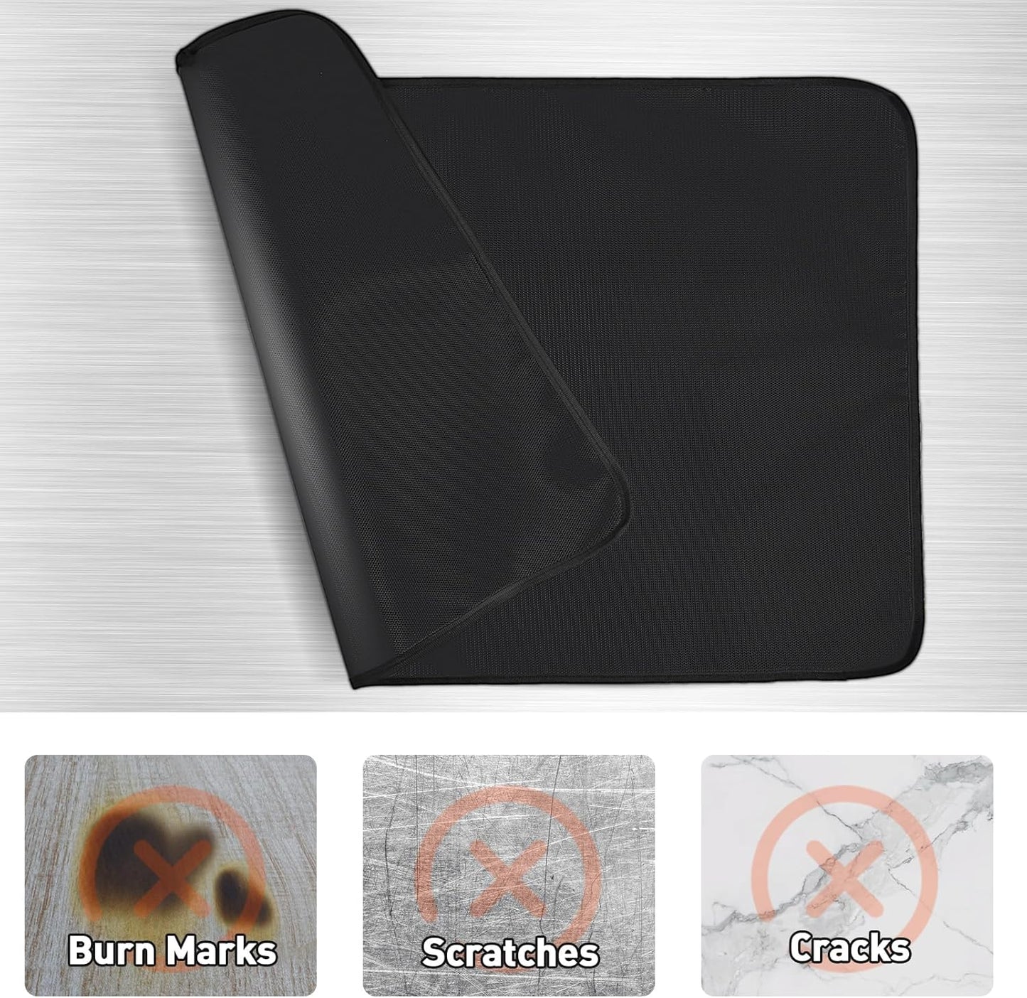 Feuerfeste Grillunterlage 50x70cm, 50x70cm Schwarz