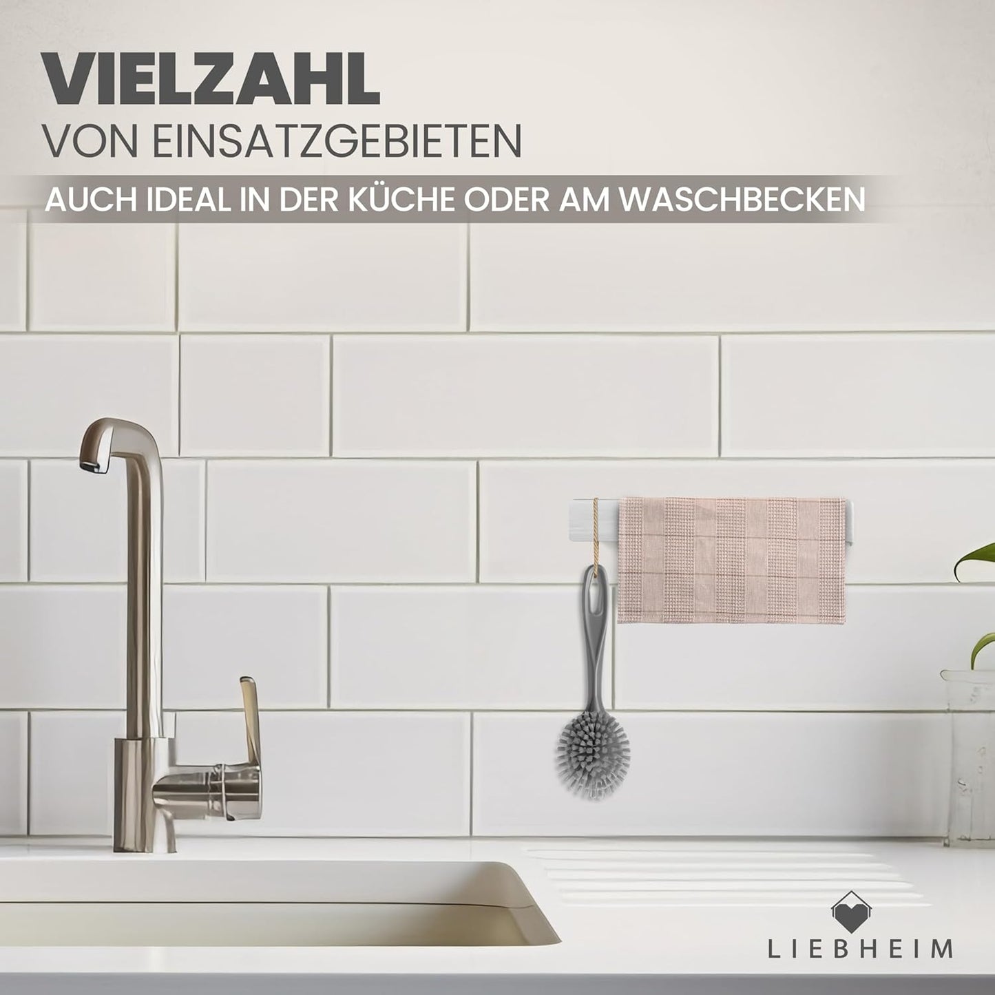 Handtuchhalter ohne Bohren, Silber Gebürstet 22.0 Zentimeter