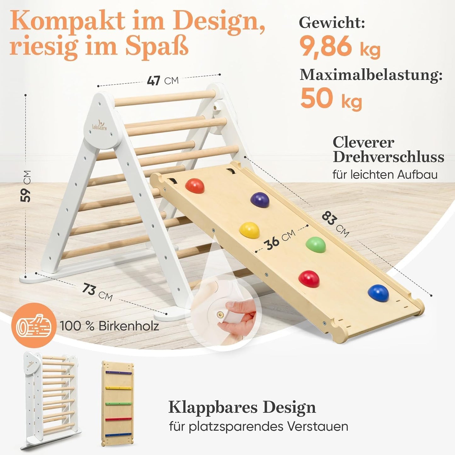 Kletterdreieck für Kinder (Indoor & Outdoor), 2T-Weiss