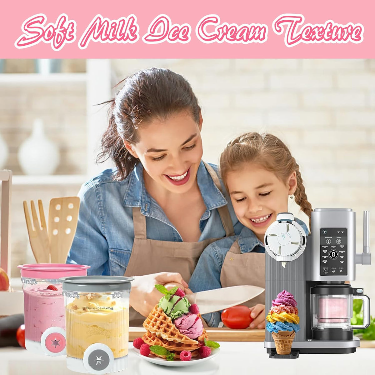 4-teiliges Eisbehälter-Set für Ninja Swirl Eismaschine, Farbenfroh