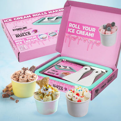 Ice Cream Rolls Maker mit Edelstahlplatte, Rosa