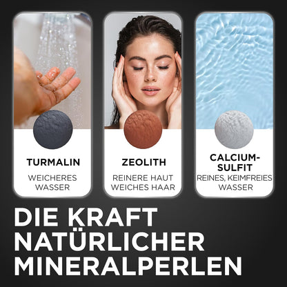 Duschkopf mit Mineralperlen & Booster-Modus, Transparenter Griff