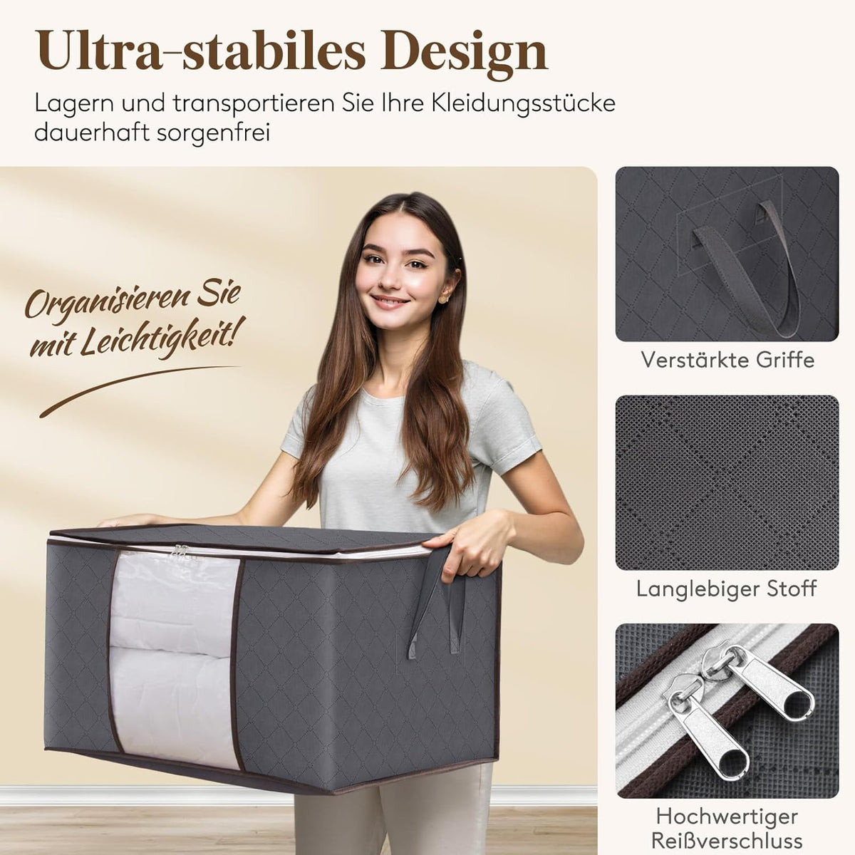 6-teiliges Aufbewahrungstaschen-Set für Kleidung, 6 60L