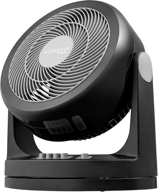 Woozoo PCF-HM23 oszillierender Tischventilator mit 3 Geschwindigkeiten, Schwarz, Hohe Leistung/Oszillierend