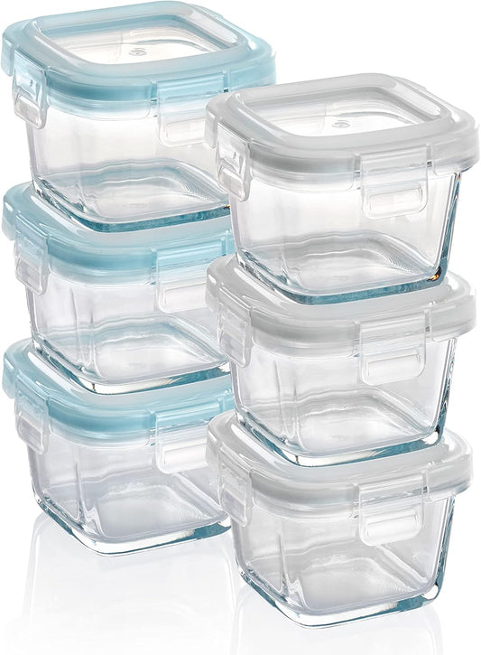 Mini Glas Frischhaltedosen-Set (6x 160 ml), 6 x 160 ml Quadratisch