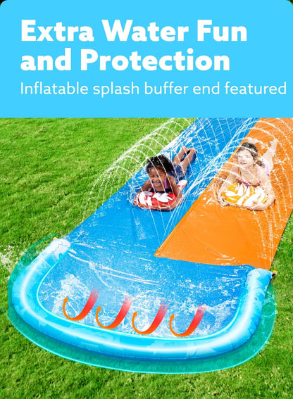 Ultralange Rasen-Wasserrutsche mit Sprinkler (32,5ft), 990,6cm Ultra Long Doppelspur