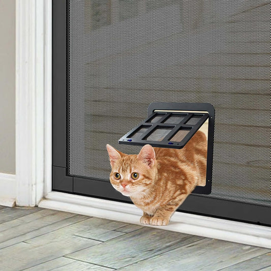 Katzenklappe für Fliegengitter mit Magneten, Eingang 26.2 x 21 cm, Schwarz