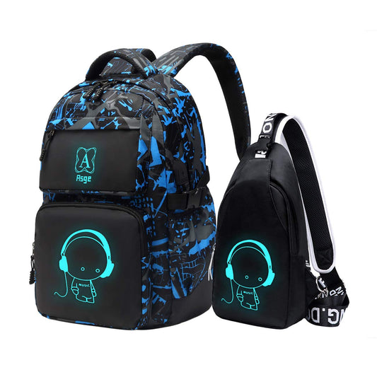 Schulthek, Schwarz/Blau BB06