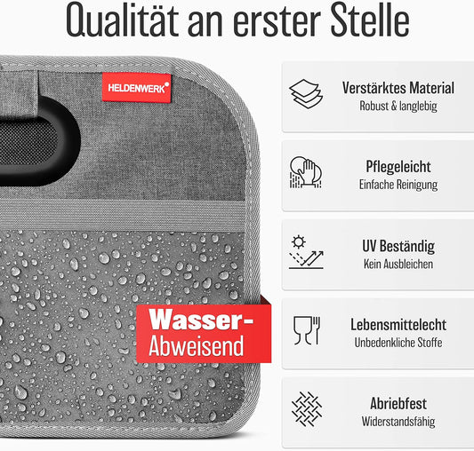 Faltbare Kofferraumtasche mit Anti-Rutsch-Klett, Grau
