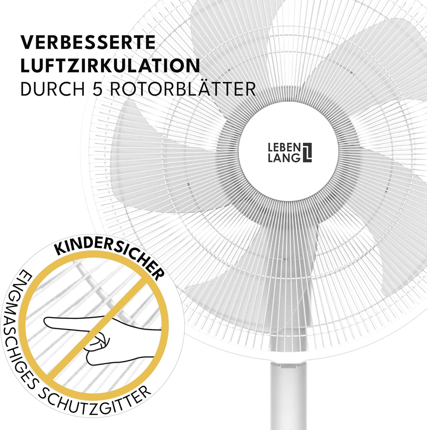 Standventilator mit Fernbedienung & Timer, Weiss I 60w I Led-display