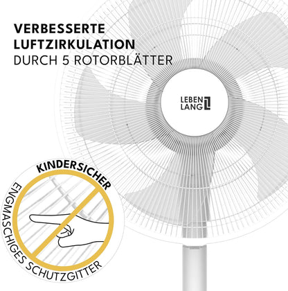 Standventilator mit Fernbedienung & Timer, Weiss I 60w I Led-display