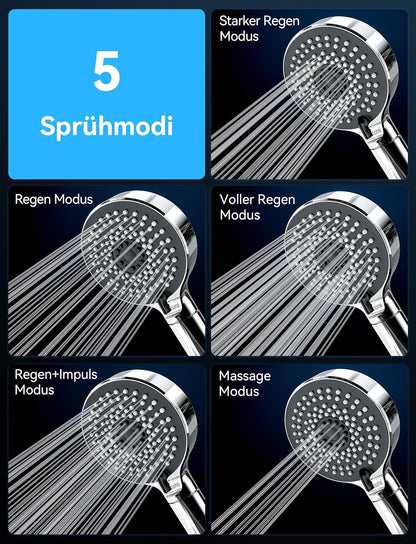 Duschkopf mit Filter, 20-Lagen-Filtration, Schwarz Duschkopf