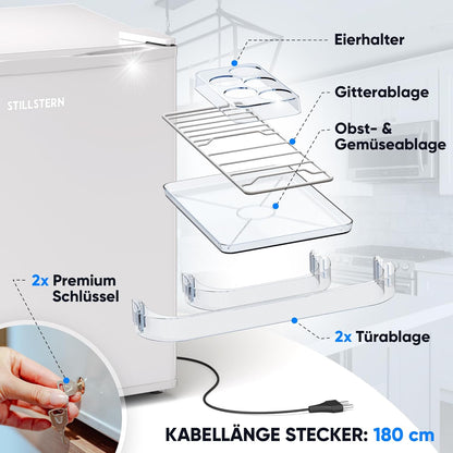 Mini Kühlschrank mit Abtauautomatik und Schloss, Weiss