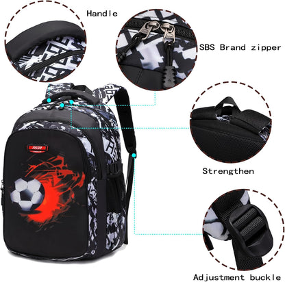 Schulrucksack mit Fussballmotiv, Grau M