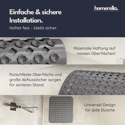 Rutschfeste Duschmatte 53x53cm, BPA-frei, maschinenwaschbar, Anthrazit