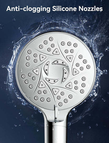 Duschkopf mit 20-stufiger Filterung und 6 Strahlarten, Silber