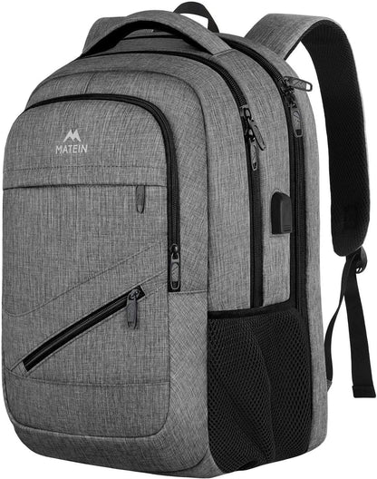 Laptop-Rucksack mit USB & Anti-Diebstahl-Funktion, 17.3 zoll Grau