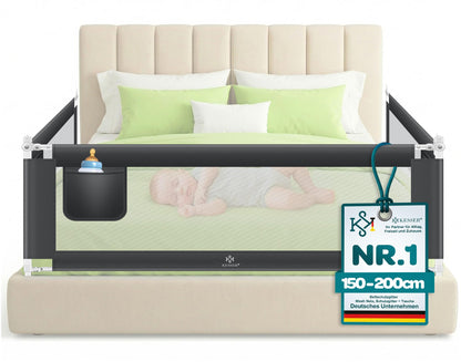 Bettschutzgitter Rausfallschutz für Babys (200 cm), Dunkelgrau 200cm