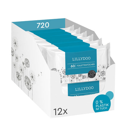 Feuchte Toilettentücher, spülbar, 60 stück (12er Pack)