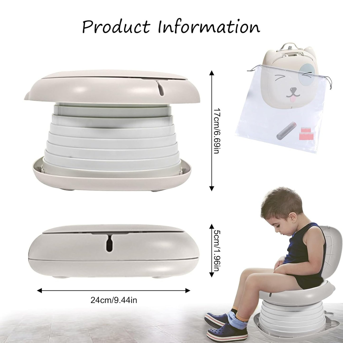Klapptoilettensitz für Reisen und Camping, Grau