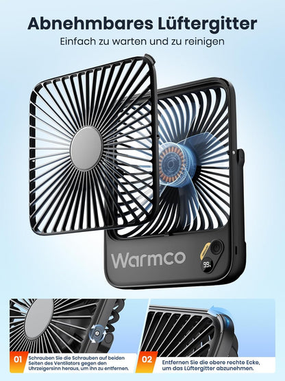 Tragbarer Akku-Tischventilator, Schwarz