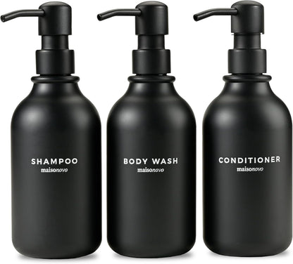 Nachfüllbare Shampoo- und Duschgelspender, 3er-Set, Schwarz X 3