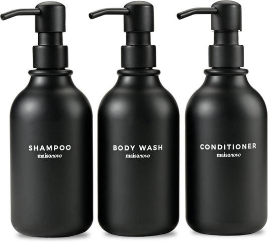 Nachfüllbare Shampoo- und Duschgelspender, 3er-Set, Schwarz X 3