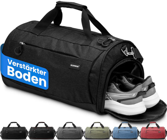 Sport- und Reisetasche mit Schuh- und Nassfach, Schwarz 48 x 26 x 25 cm (Small 30L)