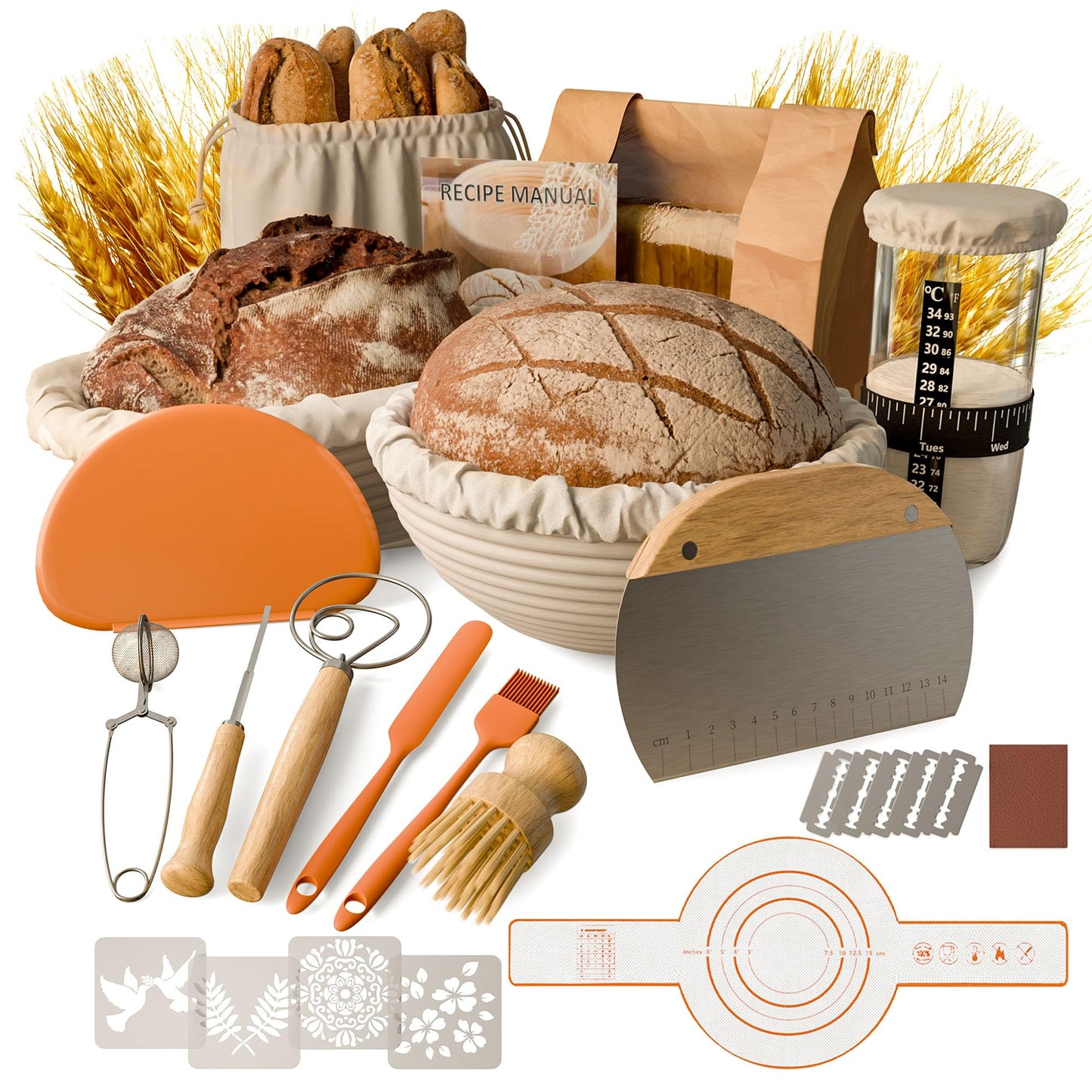 Brotbackset mit Gärkorb und Sauerteig Starterset