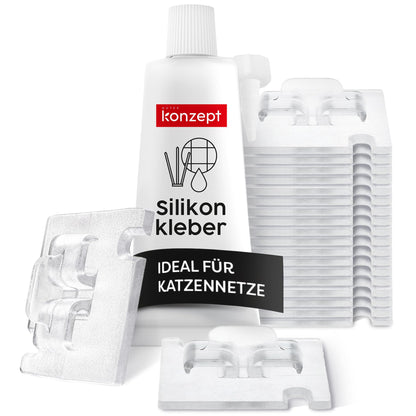 20 Stk. Klebehaken mit Montagekleber-Set, 20 Stk.+30ml Kleber Transparent