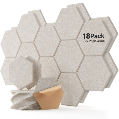Selbstklebendes Akustikpaneele-Set, 18 Stück Beige