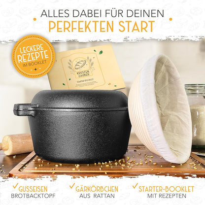 Gusseisen Brottopf mit Gärkorb, 4,7l