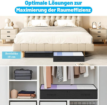 Unterbett Aufbewahrungsboxen-Set (2 Stück, faltbar), Schwarz 10 cm-2pcs