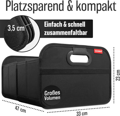 Faltbare Kofferraumtasche mit Anti-Rutsch-Klett, Schwarz