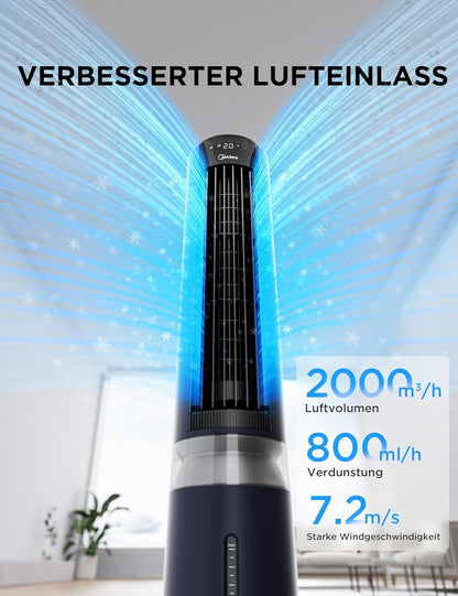Sensicool Mobiler Luftkühler mit Wasserkühlung, Blau 7L Wassertank