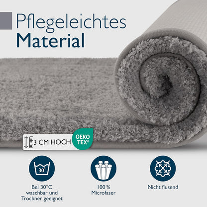 Rutschfeste Badematte, Fussbodenheizung geeignet, 70 x 120 cm, 70 x 120 cm Hellgrau