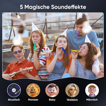 Tragbare Karaoke Maschine mit 2 Mikrofonen, Mattschwarz-2 Mikrofone