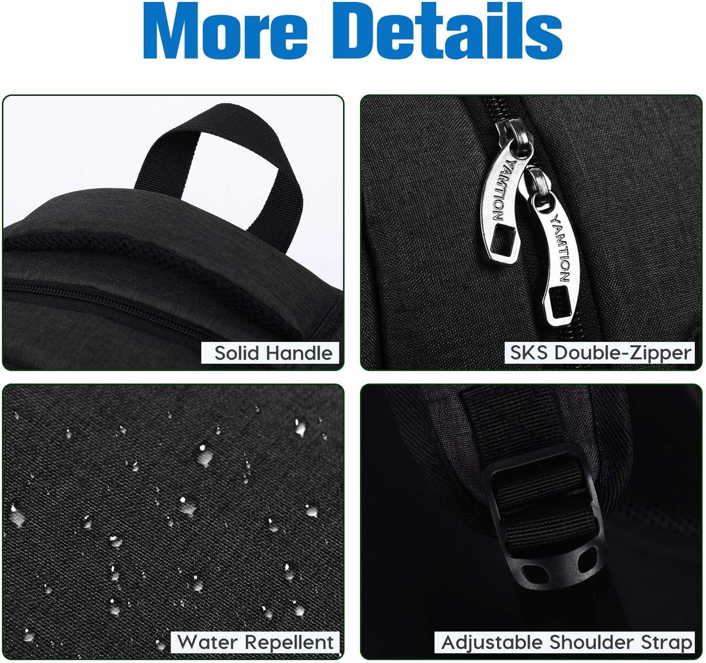 Laptop Rucksack mit USB-Anschluss, wasserdicht 35L, Gjb6-schwarz ; 15,6 Zoll