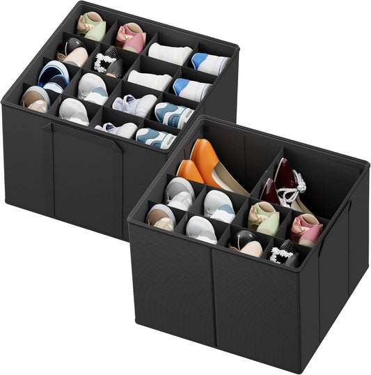 Faltbare Schuh-Organizer mit Trennwänden, Schwarz