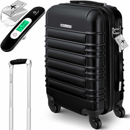 Handgepäck Koffer mit Kofferwaage & Zahlenschloss, Handgepäck 55cm - 55L / Schwarz