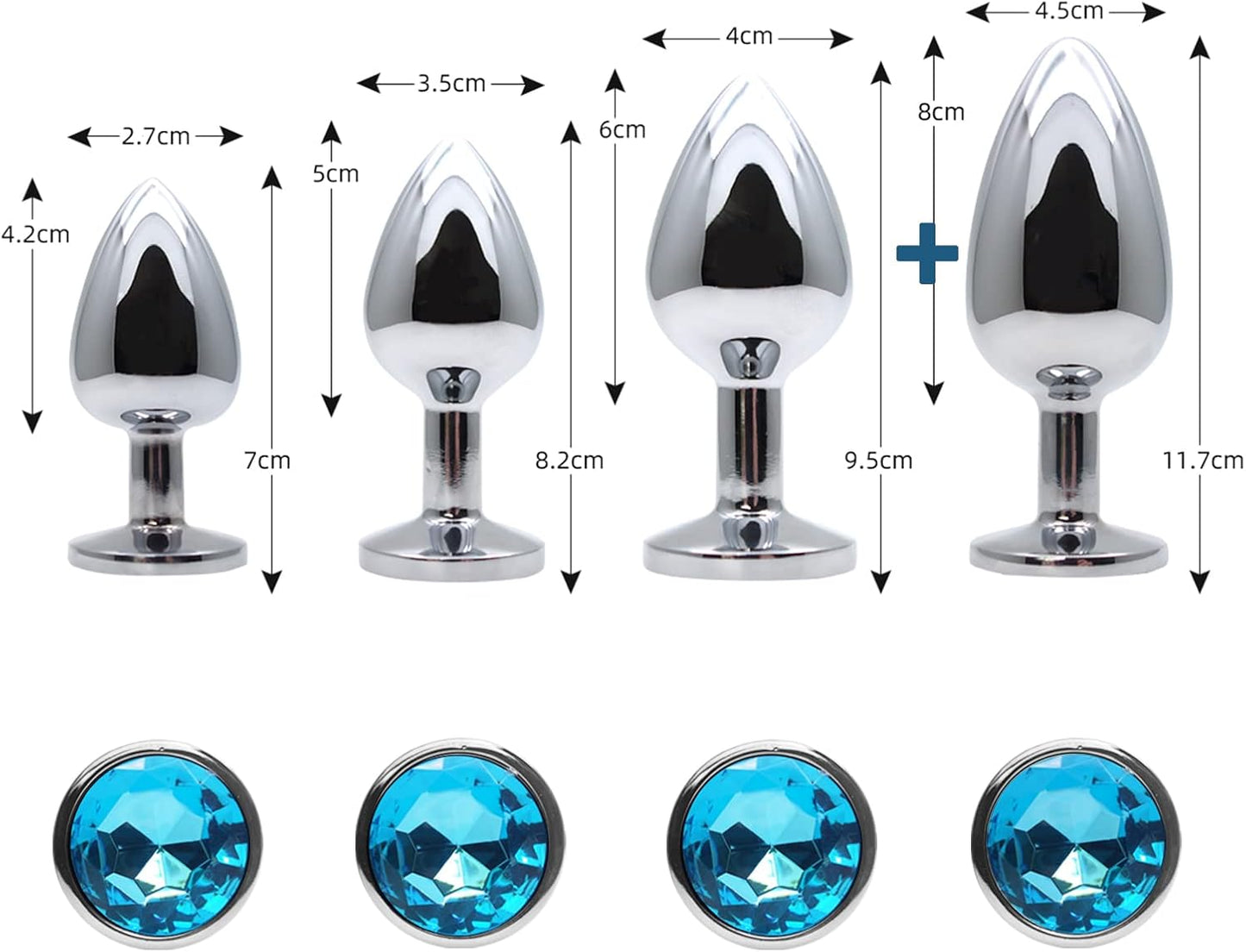 4-teiliges Analplug-Set, Anfänger geeignet, Blau-4set