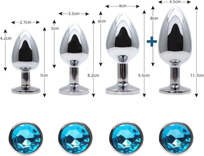 4-teiliges Analplug-Set, Anfänger geeignet, Blau-4set