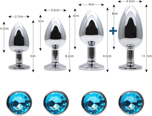 4-teiliges Analplug-Set, Anfänger geeignet, Blau-4set