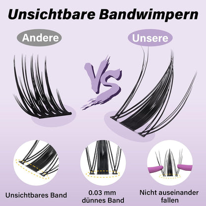 Lash Extension Set mit unsichtbarem Band (144 Stück)
