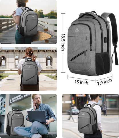 Laptop-Rucksack mit USB & Anti-Diebstahl-Funktion, 17.3 zoll Grau