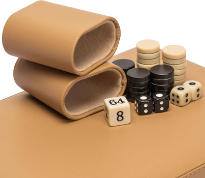 Reisespielset Backgammon mit magnetischem Spielbrett, Wheat Beige