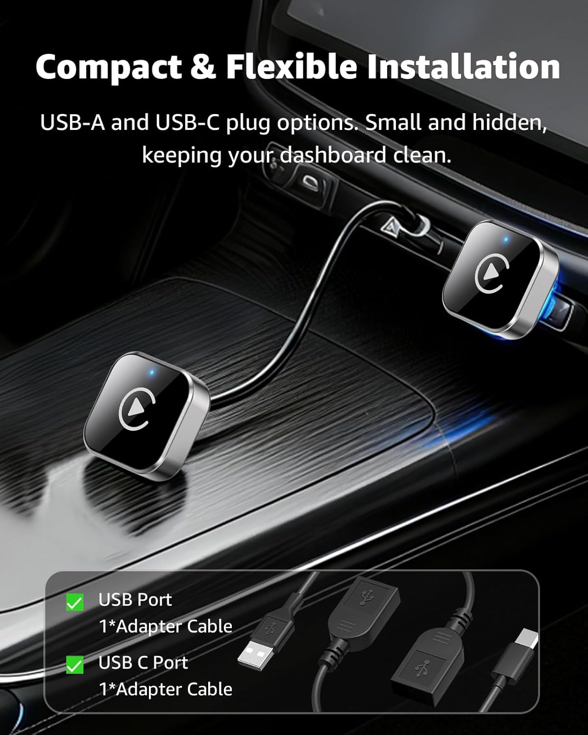 Wireless CarPlay & Android Auto Adapter, Schwarz