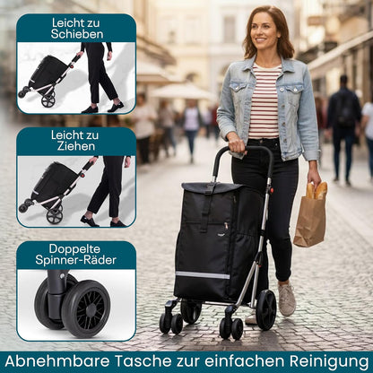 Klappbarer Einkaufstrolley mit 6 Rädern (74L)